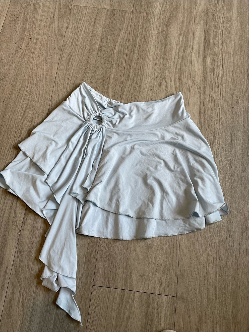 Urban Outfitters Light Blue Asymmetric Ruffle Mini Skirt with Ring Detail